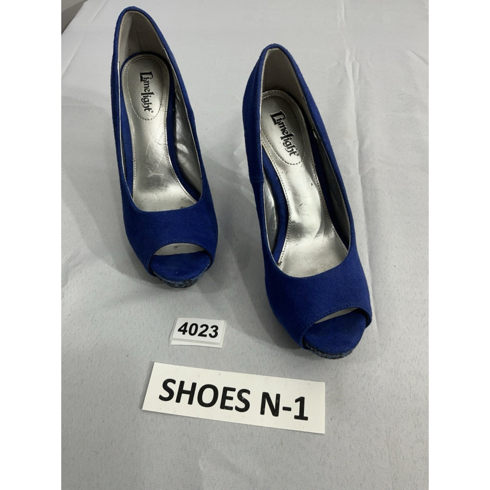 Womans Limelight Trixie Stiletto Pumps 6 Blue Snake Print Peep Toe